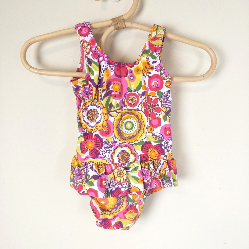 Vera Bradley Floral One Piece Swimsuit Baby Girls 3-6M Multicolor‎ Ruffle